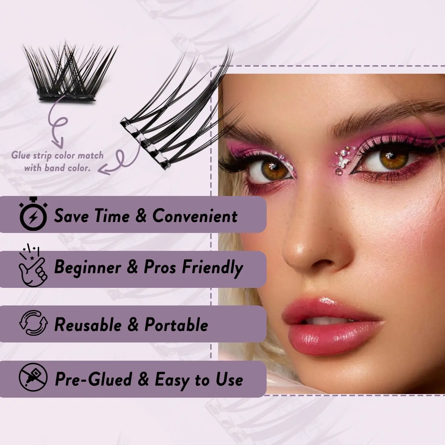 Press No Lash Glue Self Adhesive Diy Lashes Superfine Band Pre Cut