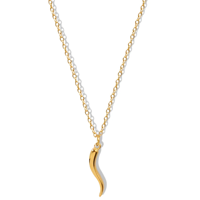Classic Italian Horn Necklace Chili Pepper Charm Necklace Cornetto Talisman Protection Jewelry Lucky Amulet Cornicello Necklace