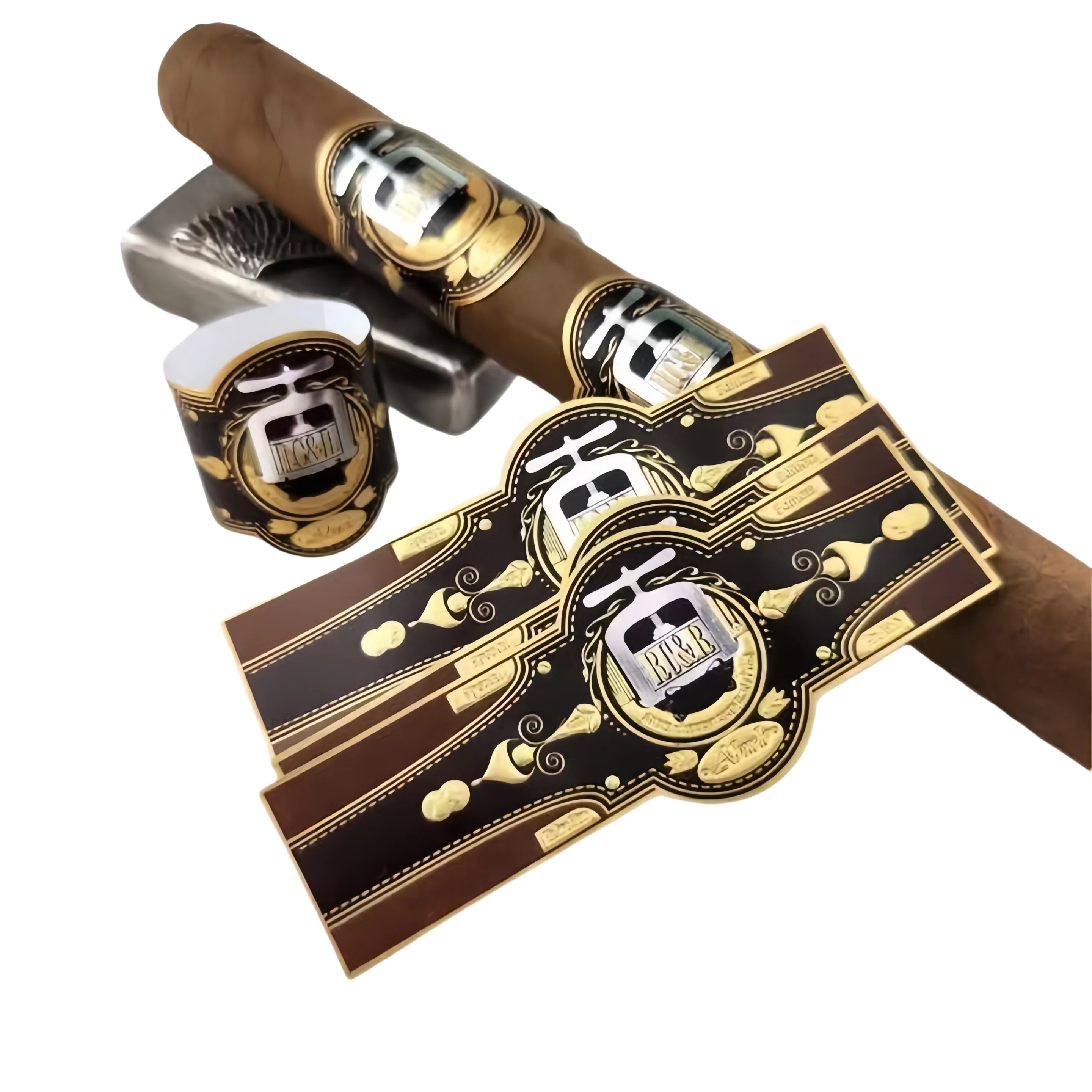 Custom Cigar Label Embossed Gold Cigar Bands Paper Cigar Label Printing