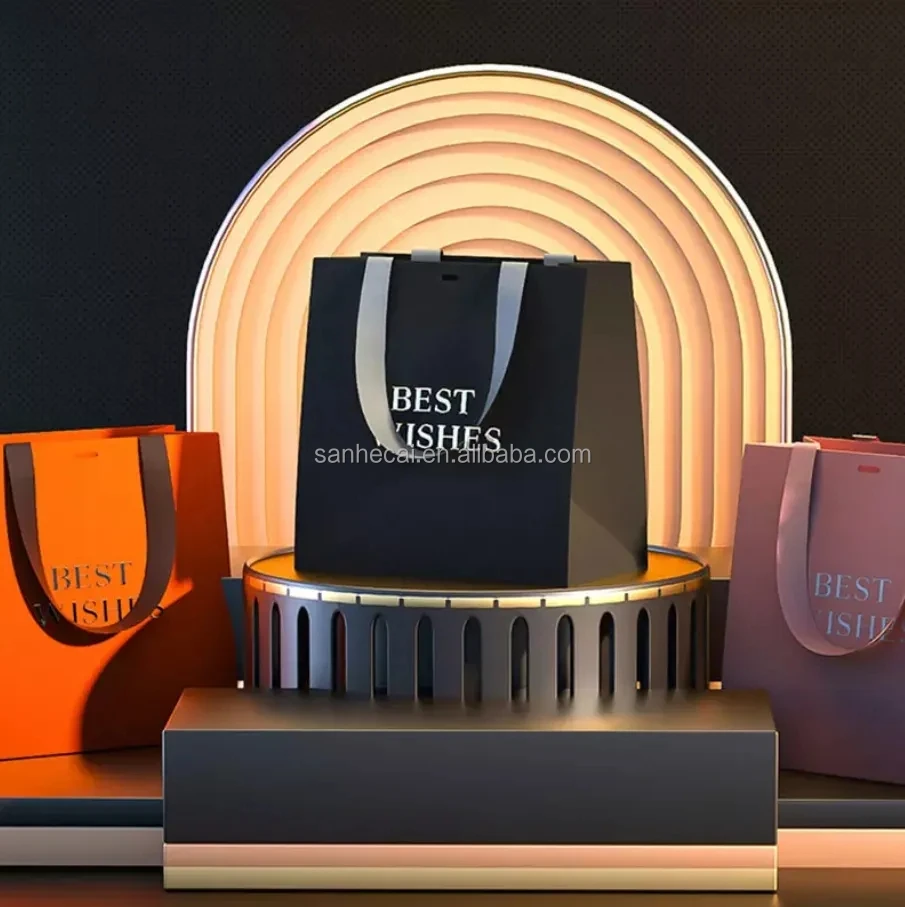 Customize Luxury Paper Bags With Ribbon Handles For Gift Shopping Bags