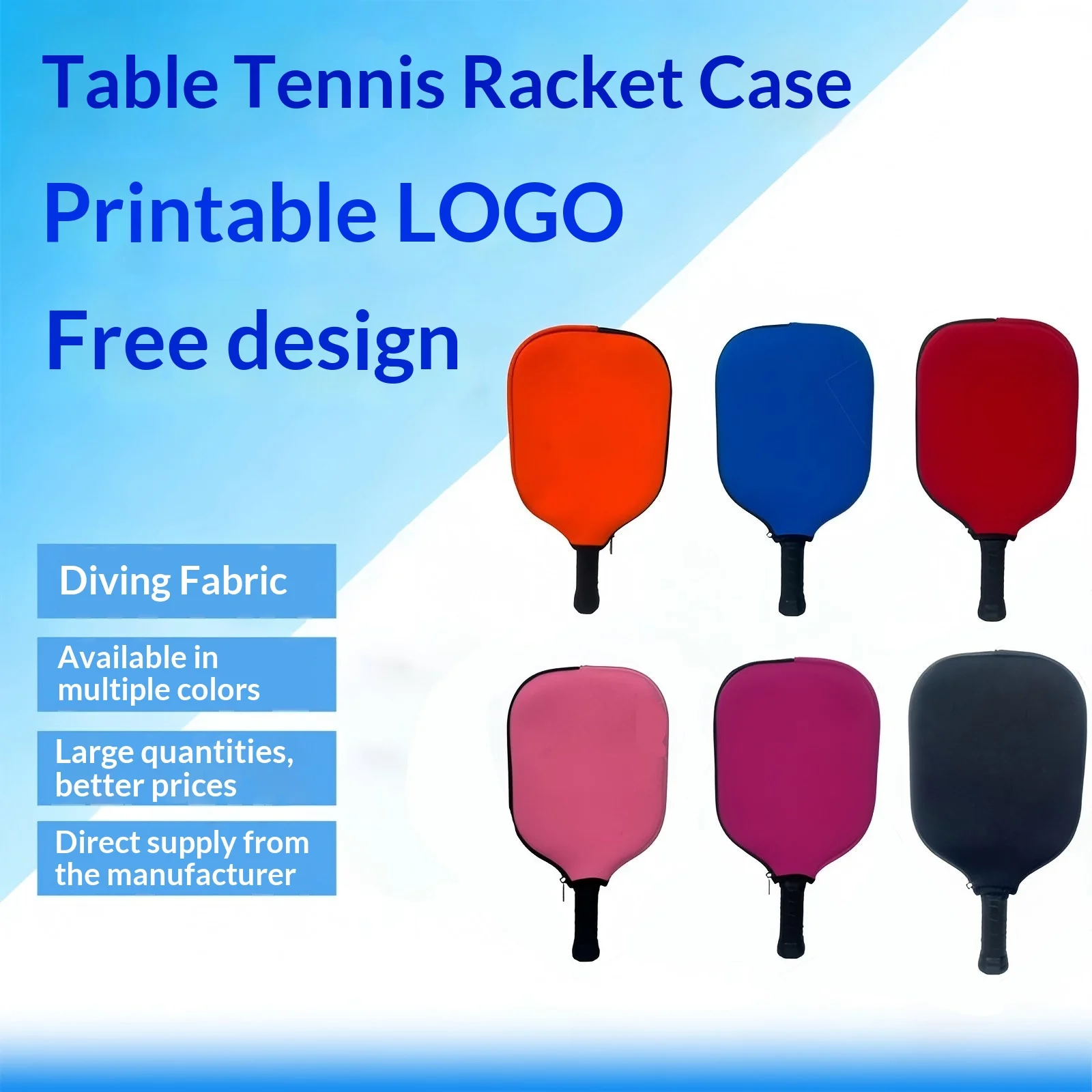 Neoprene Waterproof Wear-Resistant Portable Storage Beach Pickleball Racket Cover preview 3