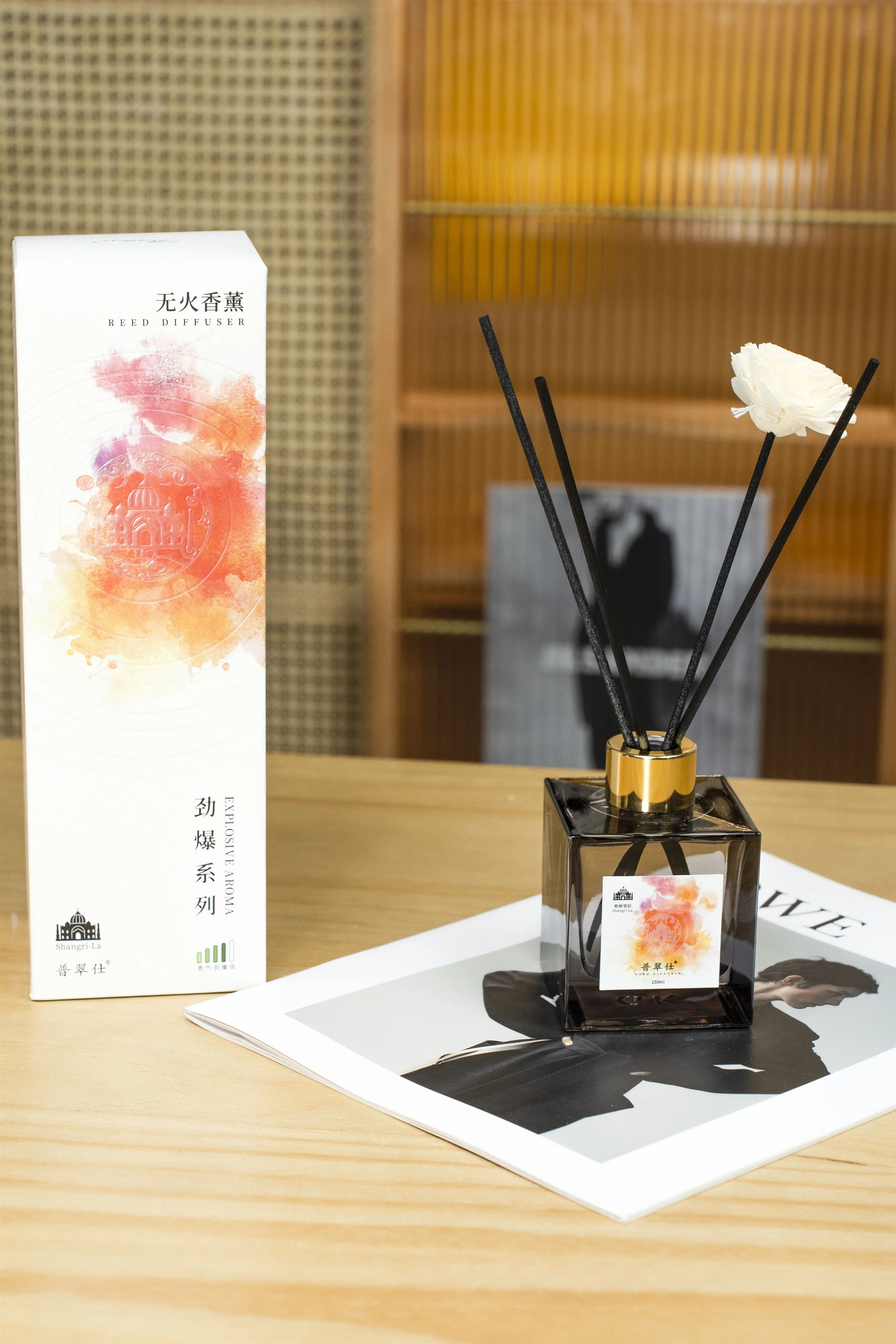 product logo customs home fragrance reed diffuser premium quality high concentrated oils 150ml flower sticks reed diffuser set-6