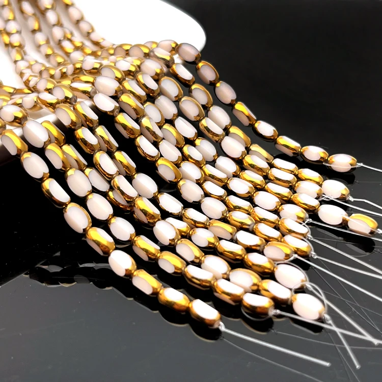 4X6mm Gold Plating Crystal Beads DIY Handmade Bracelet Accessories Necklace Oval shape Glass Beads  For Jewelry Making supplier