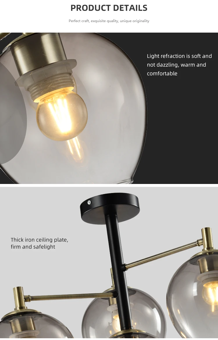 HUAYI Nordic Luminaire Modern Art Unique Creative Studio E27 Glass Hanging Chandelier Pendant Light