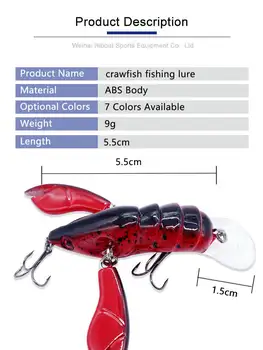 Cross-border Hot-selling Freshwater Crayfish Hard Bait ABS Swing Activity Double Clamp Wholesale River and Lake – Hard Lure – view 5