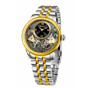 High Quality Sport Jazz Automatic Mechanical Watch Double Tourbillon Diamond Face 22mm Stainless Steel Band 46mm Water Charm