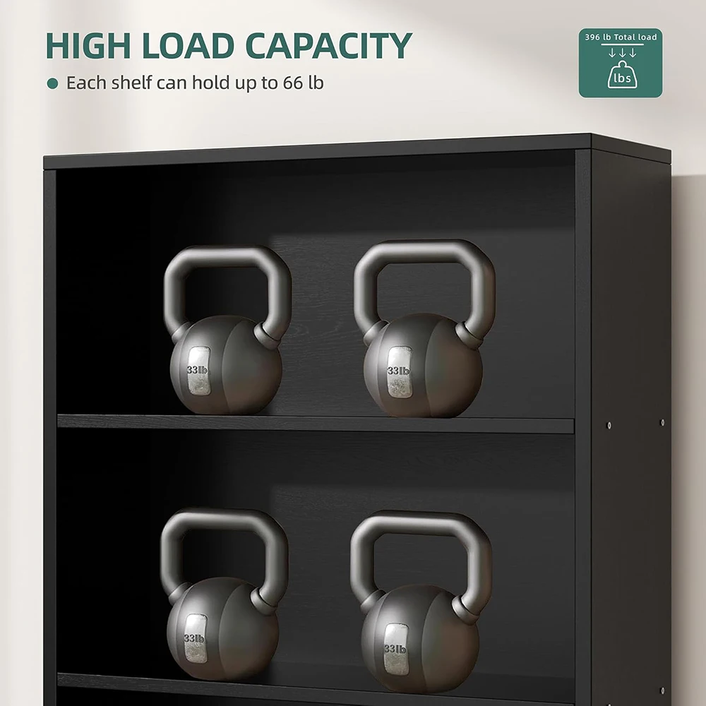 product industrial wooden modern bookshelves doors floor standing 6 shelf display storage 709 inches tall bookcase for home bedroom-3