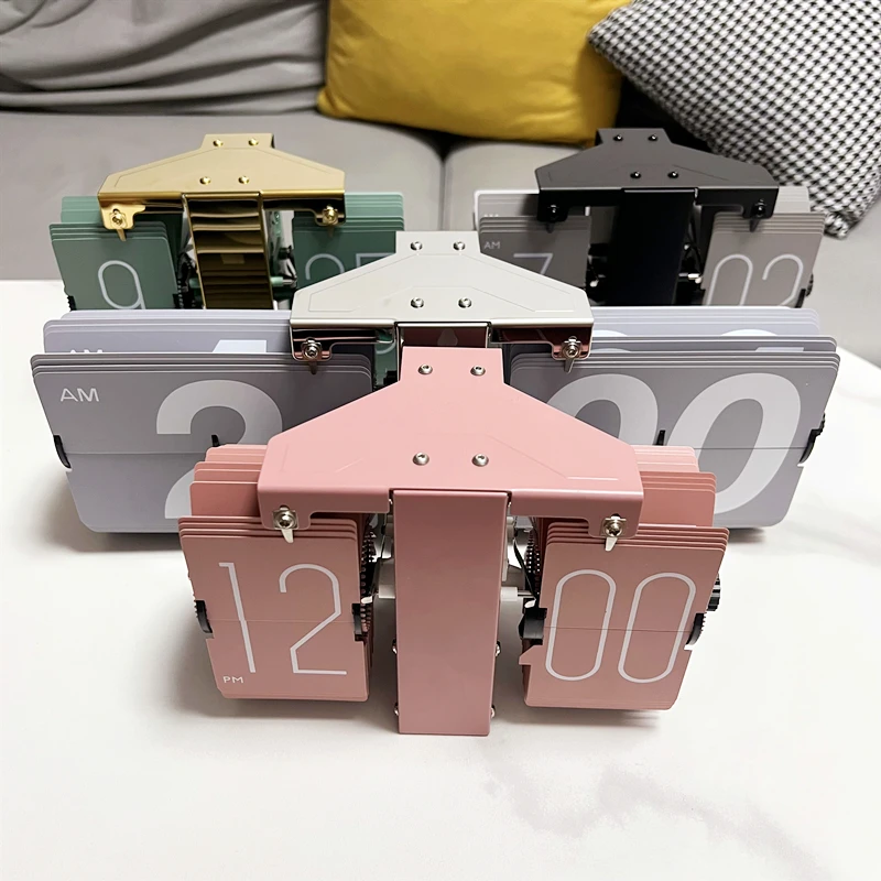 Vintage Retro Flip Down Digital Alarm Clock Auto Mechanical Desk Clock  Resin Table Decoration Analog Display