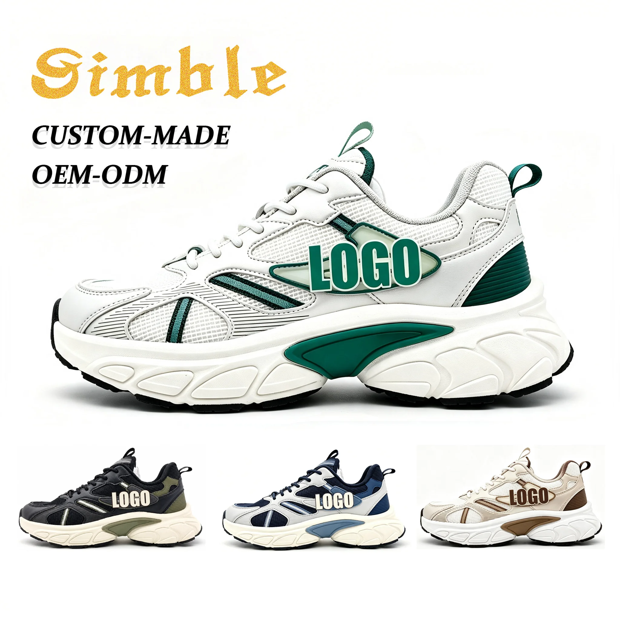 OEM Logo Fashion Trend Casual Shoes Designer Custom Anti-Slip Light Weight Lace-Up Men Sports Sneaker