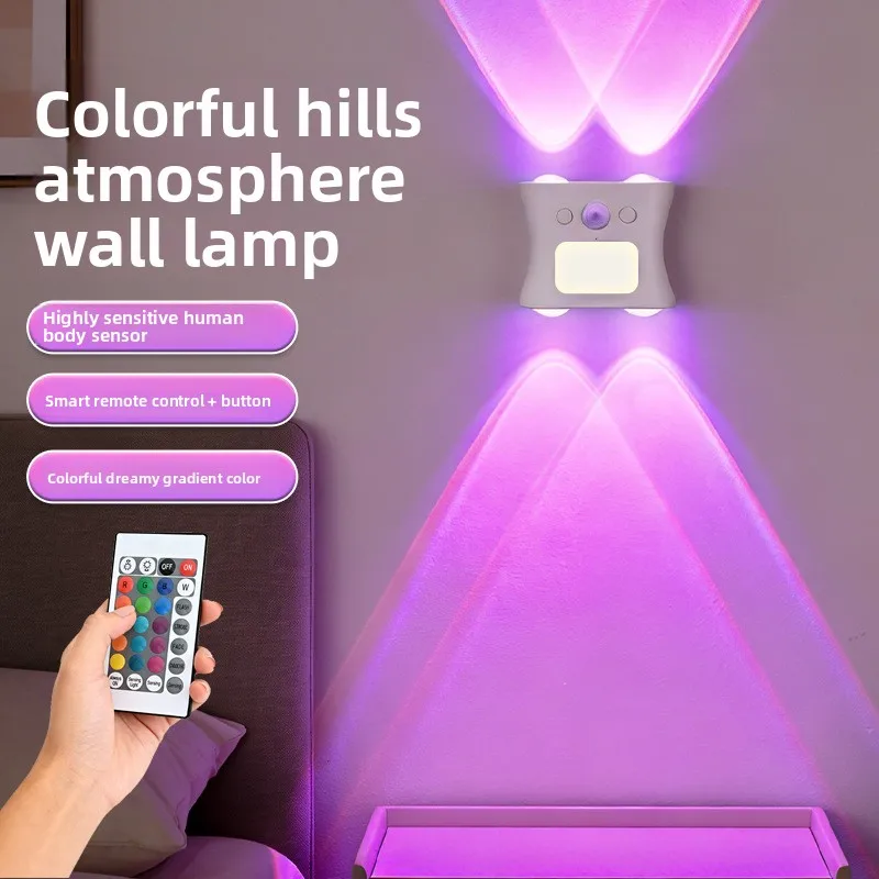 Timanson Cross-border New Arrival Cordless Indoor Wall Lamp Smart LED Spotlight Human-Body Induction RGB Cat-Eye Light