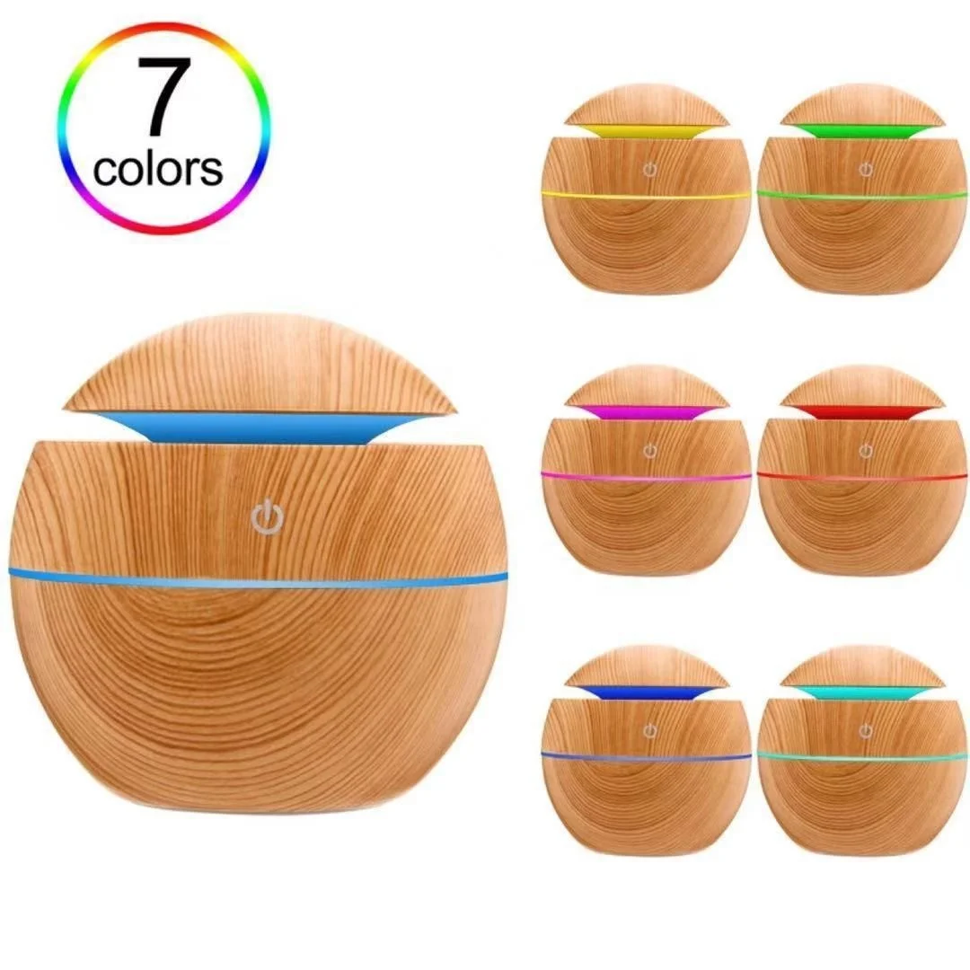 Creative Round Spray Mushroom Humidifier Mute Usb Air Humidifier Aromatherapy Ambient Light Wood Grain Humidifier 2