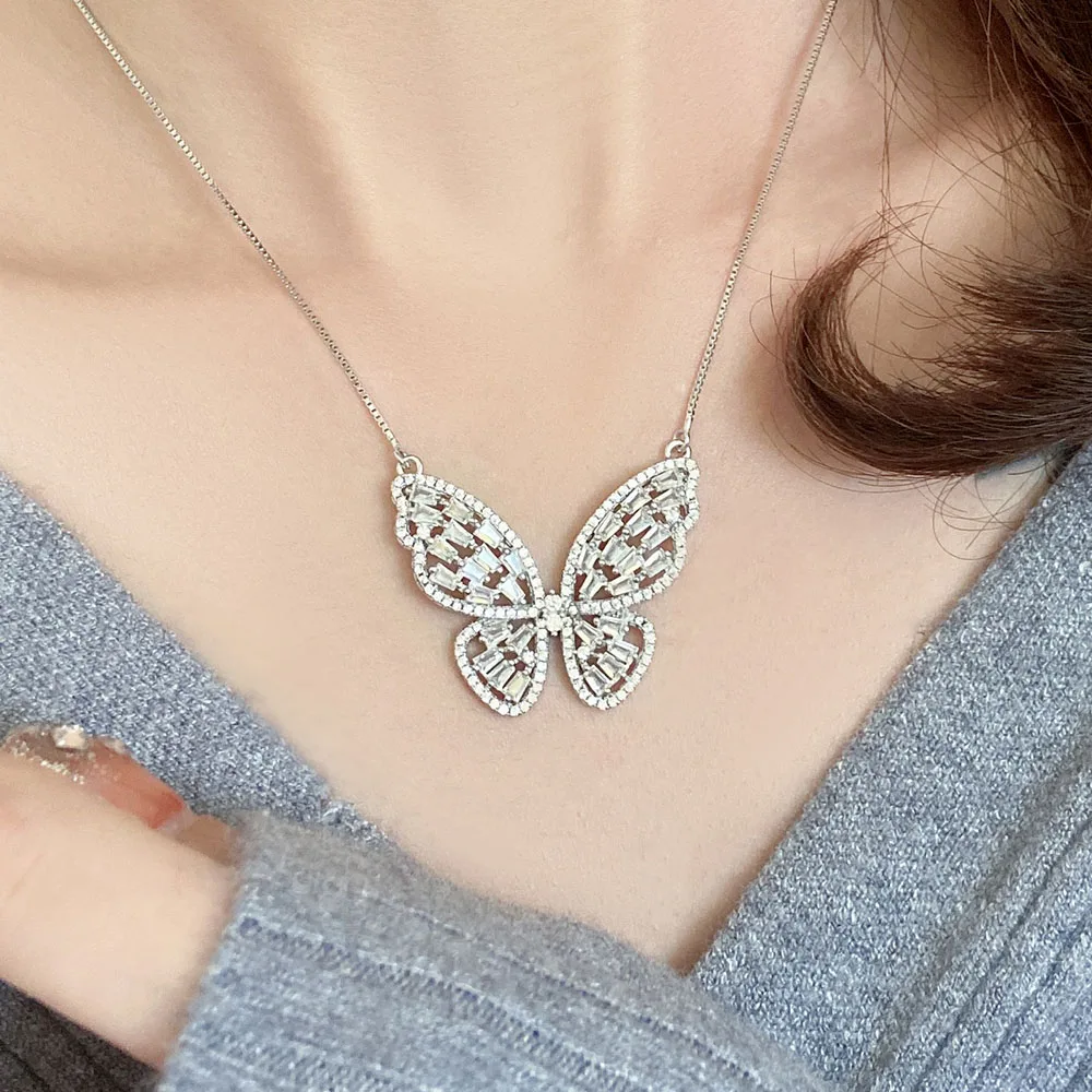 Butterfly Design Jewellery Square Cut Fashionable Zircon 925 Sterling
