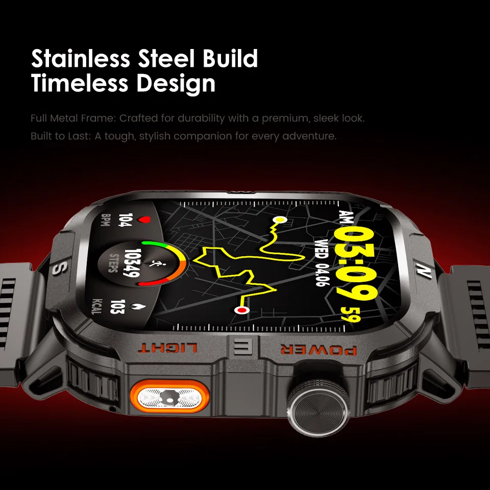 GTH3 Sports GPS Smart Watch with Flashlight 2.01inch Screen 540mAh Battery IP68 Waterproof BT Call Heart Rate Men Smartwatch