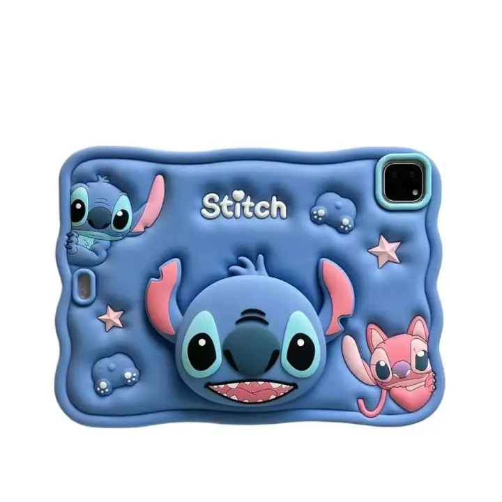 Cute 3D Stitch Silicone Tablet Case for iPad Pro 10.9 10.2 9.7 Inch Air 7 8 9 Gen 4 5 Kitty Stand Kulomi Holder with Pen Slot