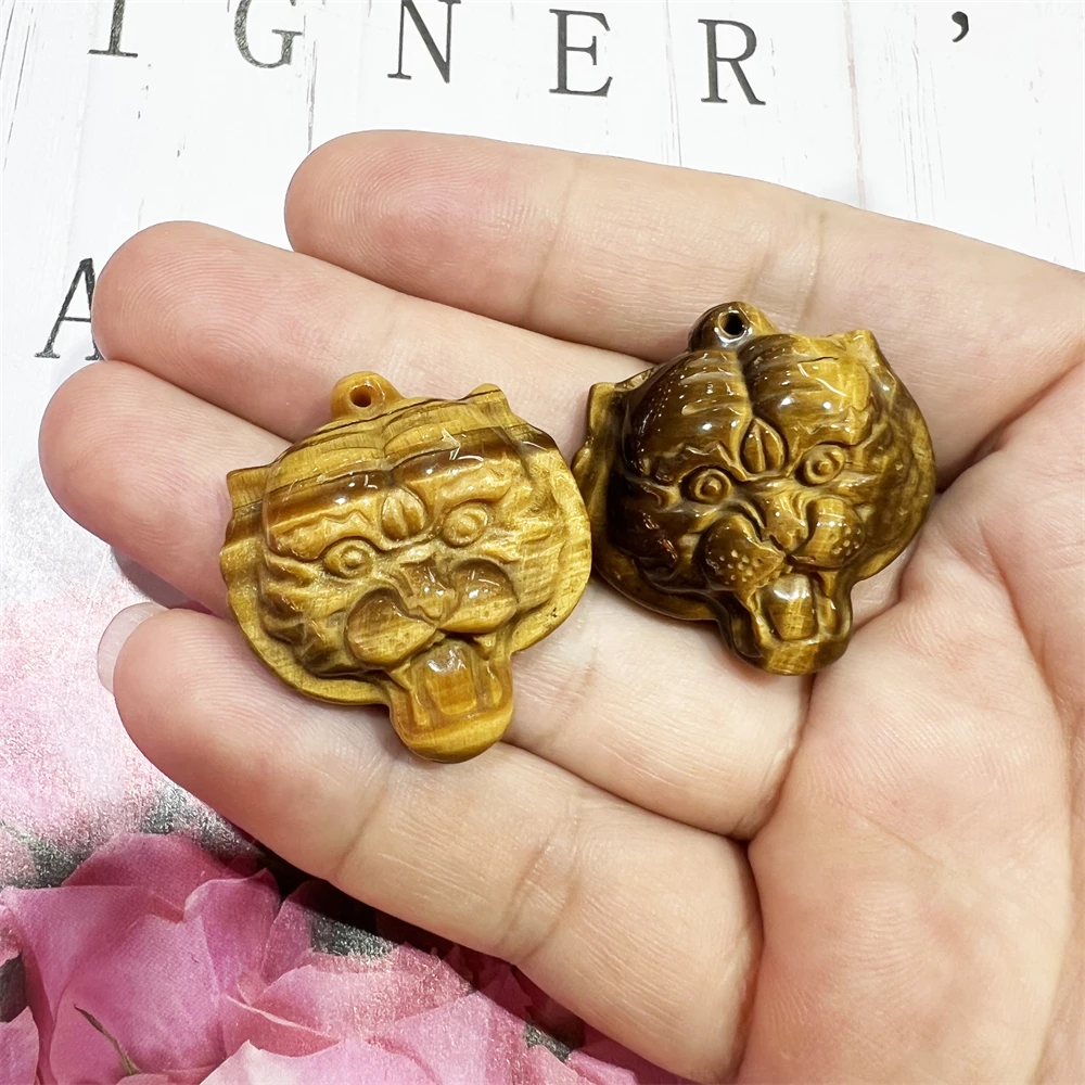 Carved Tiger's Eye Necklace Protection Crystal Tigers Eye