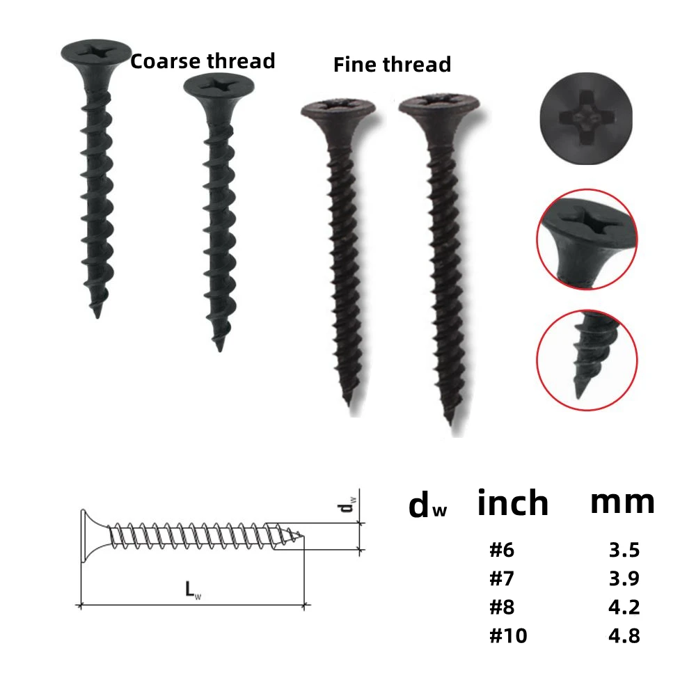 3.5*25mm Plastic Strip Drywall Screws Low Carbon Steel Collated Black Oxide/Plating Finish Cross Recessed Drive Type factory