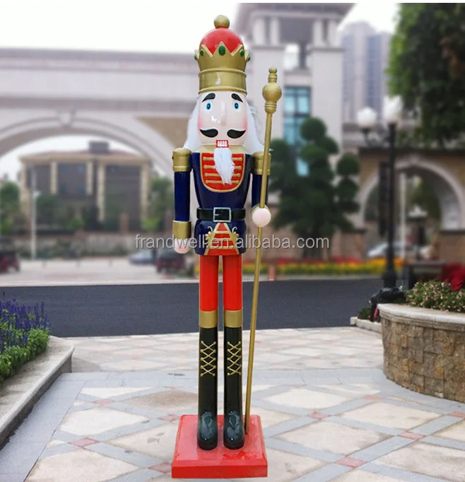 Large Life Size Fiberglass Nutcracker Soldier Statue King Sculpture For