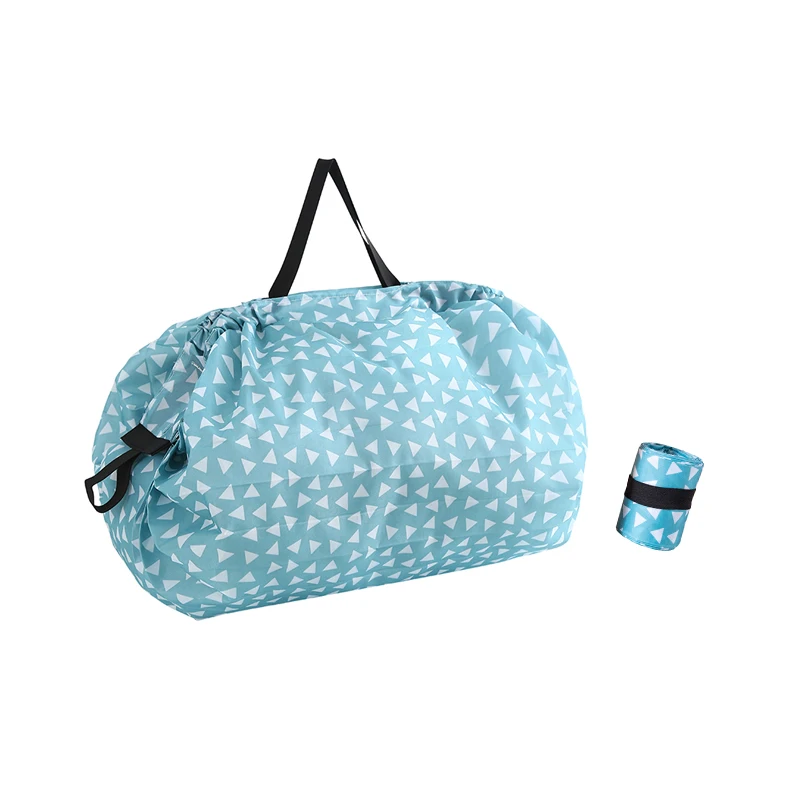 Wholesale Custom Folding Pocket Tote Bags Printed Polyester Foldable Grocery Bag Roll up Portable Shopping Bags