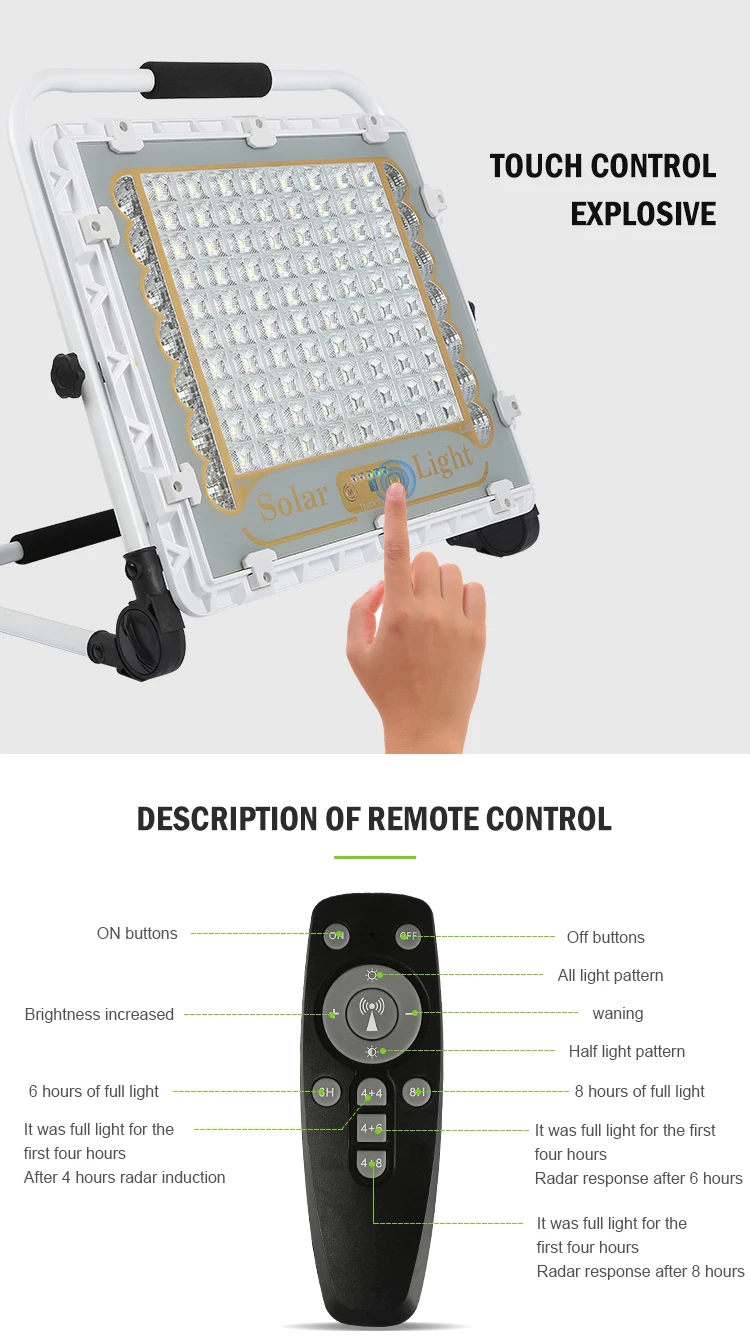 High Efficiency Outdoor Camping Emergency Light USB Charging 100W 150W 200W 300W 400W Solar LED Flood Light