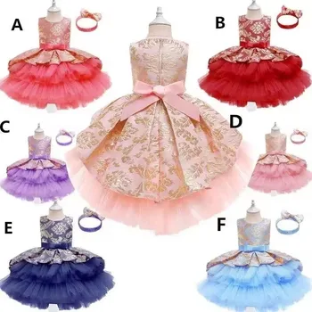 Wholesale Summer Kids Girls Formal Party Wear Clothing Dress Layered Baby Girls Ball Gown Evening Dresses