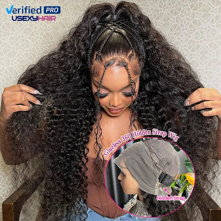 360 Lace Front Wig Human Hair Deep Wave Glueless Hidden Strap Pre Plucked Pre Amazon.com : Hidden Strap Deep Wave 360 Glueless Wigs Human  main image 4
