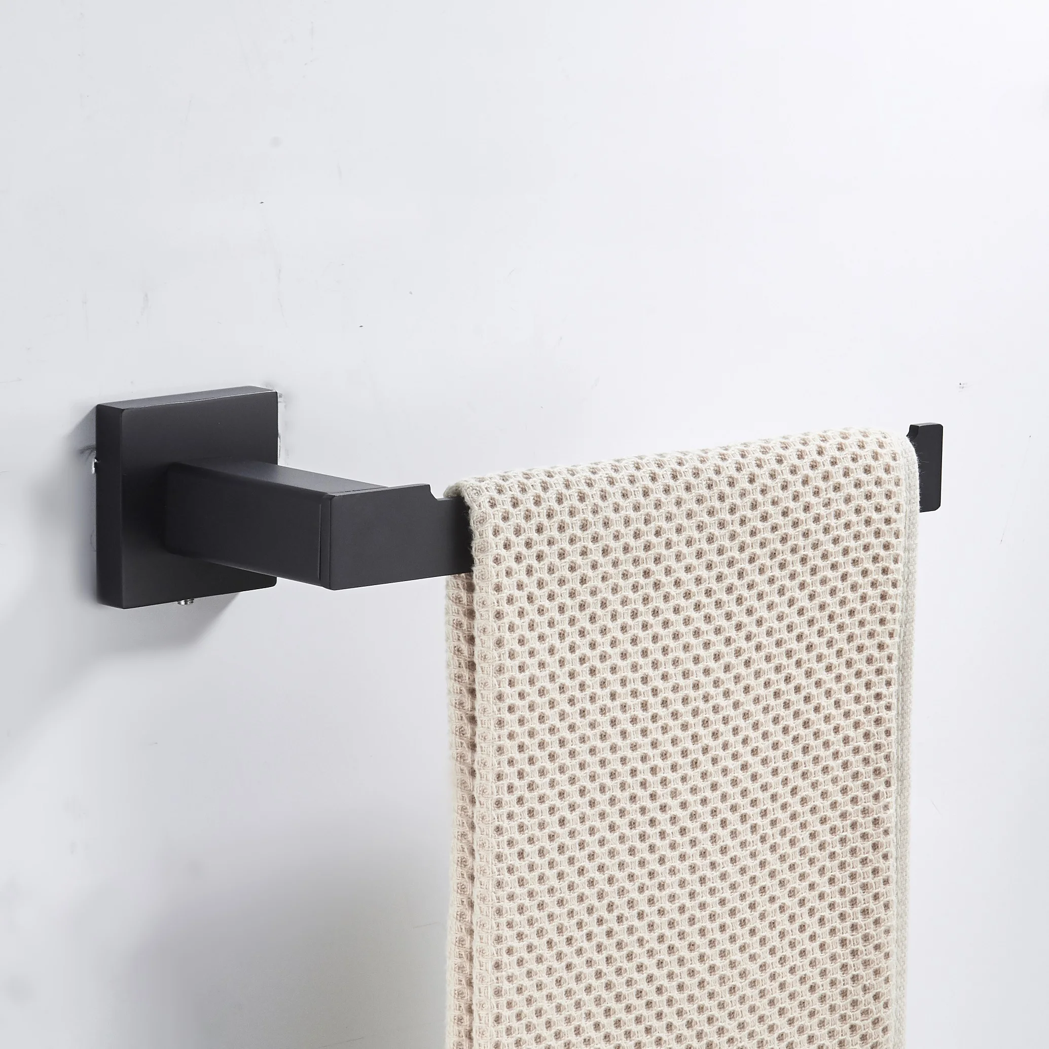 4 Pieces Square Design Matte Black Wall Mount 304 Stainless Steel Bathroom Accessories