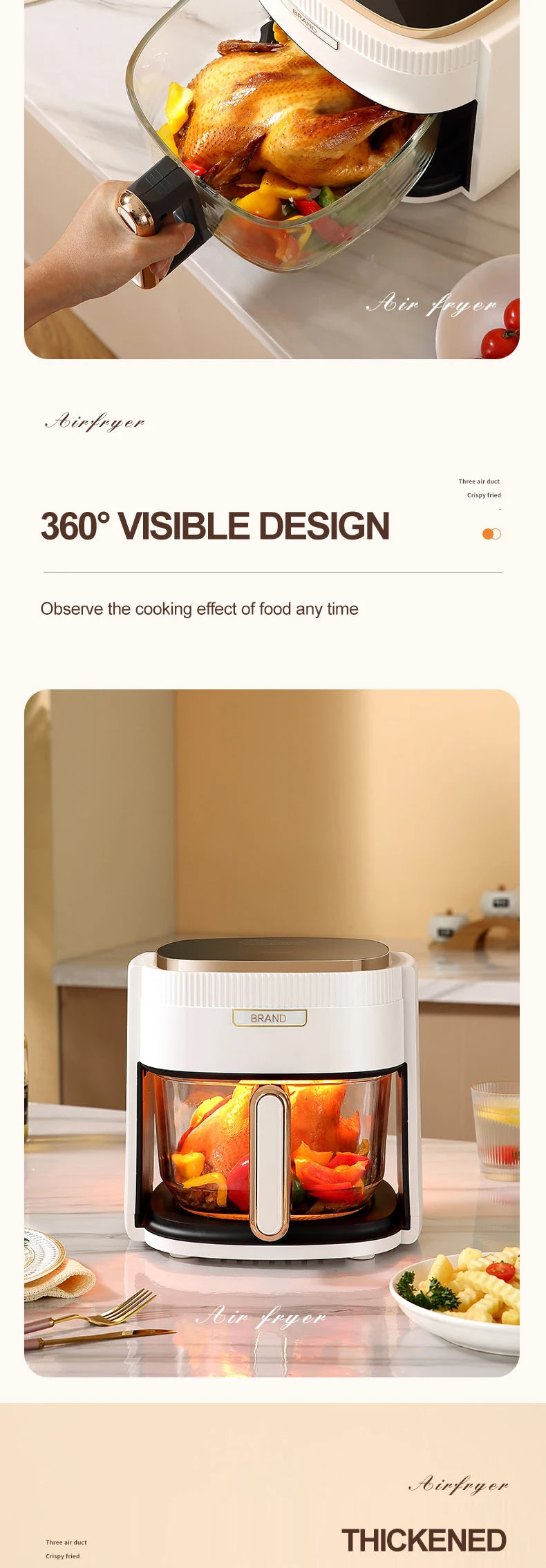 2023 New Launch Household 4.5l Multifunction 360 Degree Visible No Oil