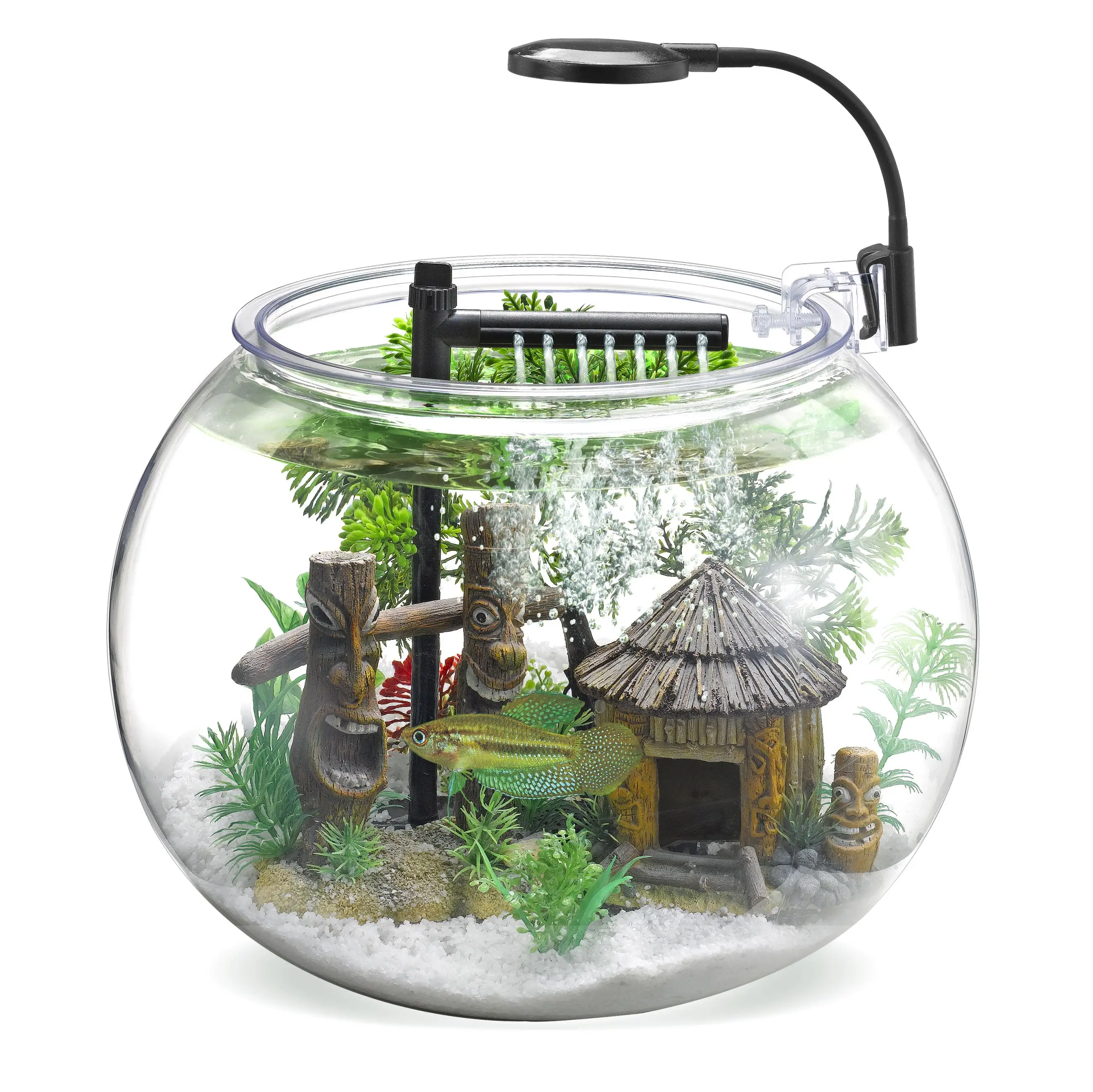 Wholesale Desktop USB 4L 12L Transparent Clear Round Small Cheap Plastic Fish Tank With Filter