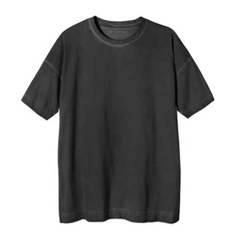 Round Black Drop Shoulder T Shirt, Half Sleeves, Printed