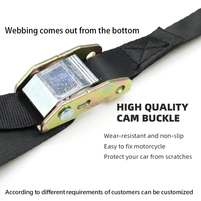 Oem 1" Wide Heavy Duty Trailer Kit Motorcycle Strap Cam Buckle Tie Down Strap With Rubbercoated