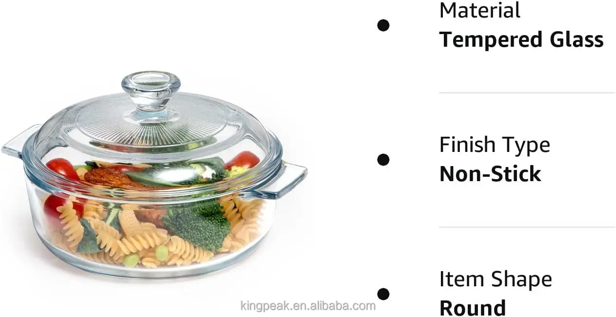 Glass Casserole Dish With Lid Oven Safe Covered Round Casserole Dish With Handles Glass