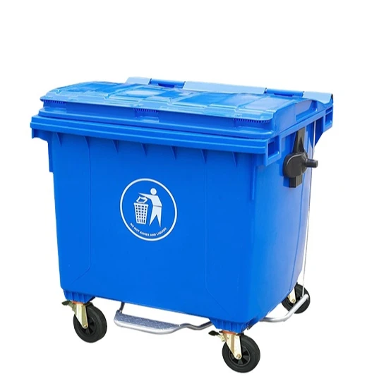 1100l heavy duty  hdpe plastic pedal waste container large outside waste bin with wheels