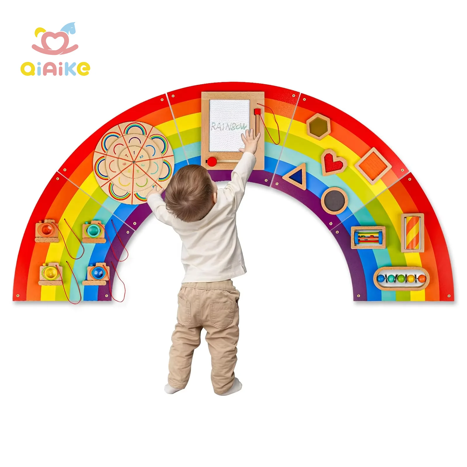 Educational Rainbow Busy Board Toddler for Kids Sensory Wall Activity Panel Kids Gift Daycare Learning Center Toddler Room Decor