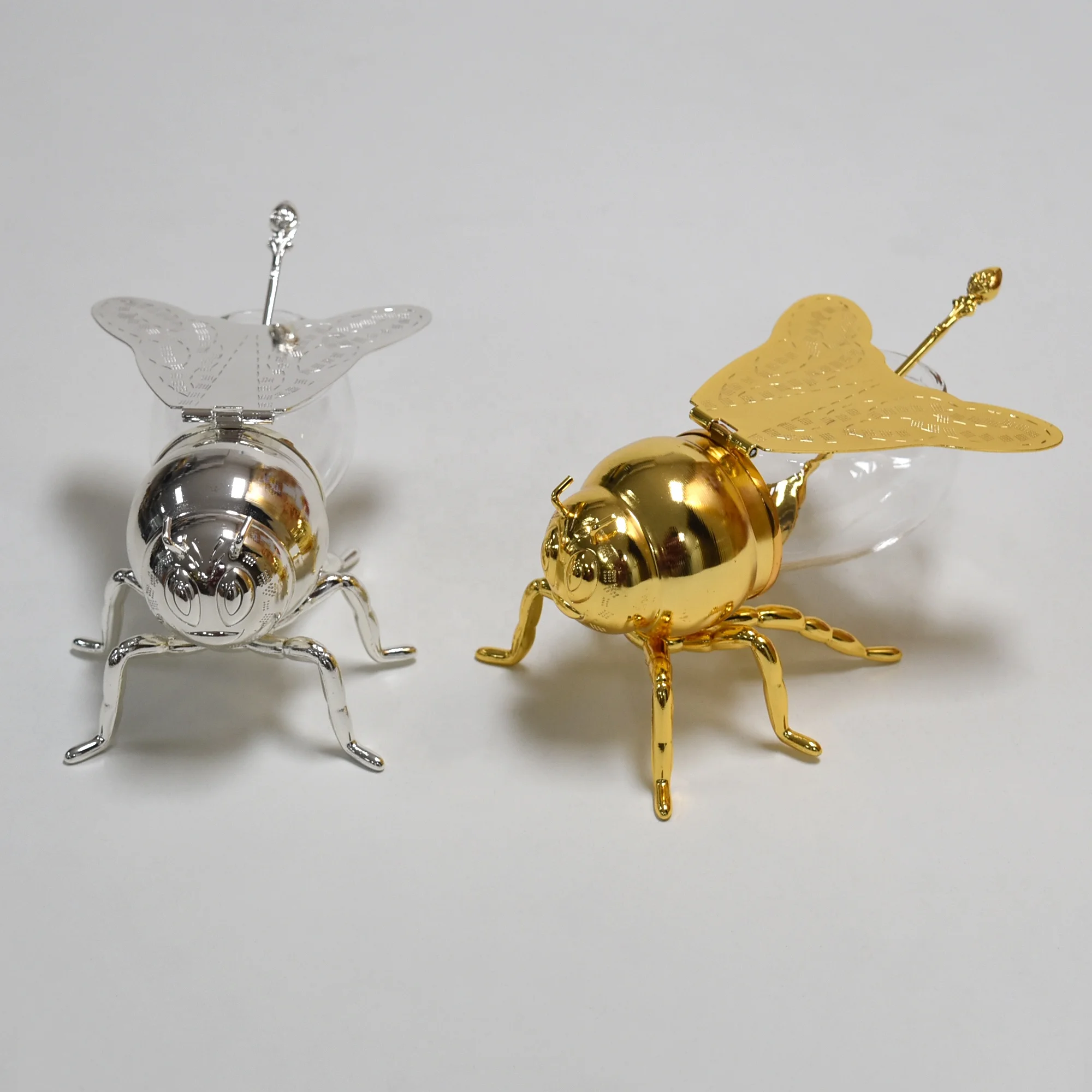 Set of 3 honey bee tea light holders. Decoupaged shells. Bee gifts. Honey  bee lovers. Gold ornaments. Bee happy.