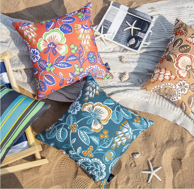 Top Quality Square Outdoor Cushion Waterproof Style Pillow Cover with Floral and Geometric Patterns for Camping supplier