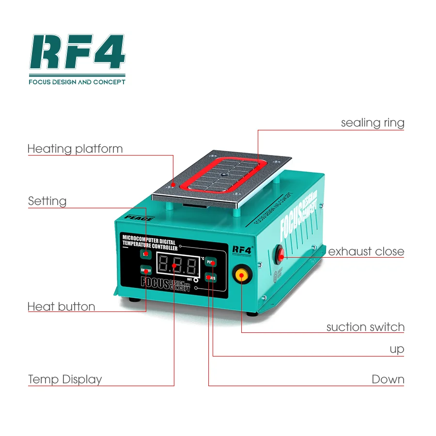 RF4 PEACE 7inch LCD Touch Screen Glass Lamination Separate Disassemble Repair Machine Vacuum Separator for Phone Iphone Repair