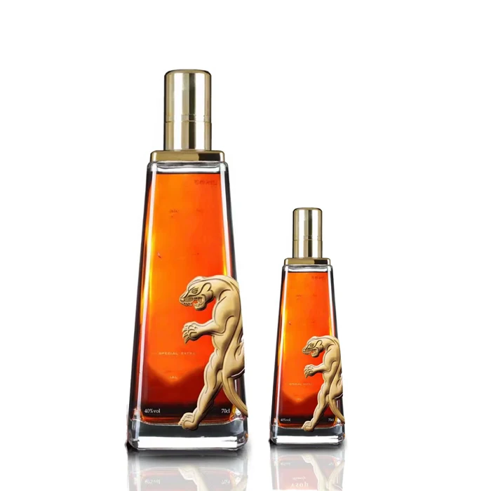 50ml 375ml 750ml 1000ml  French square Glass Bottle for Brandy