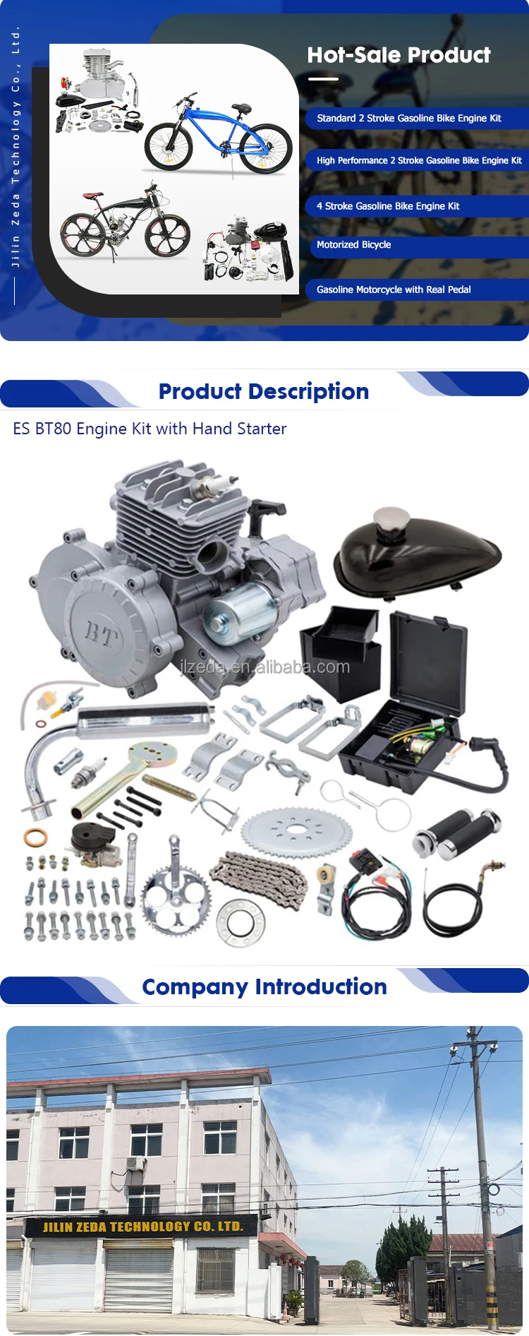 Hand Electric Starting 2 Stroke 80cc 100cc Gasoline Powered Bicycle