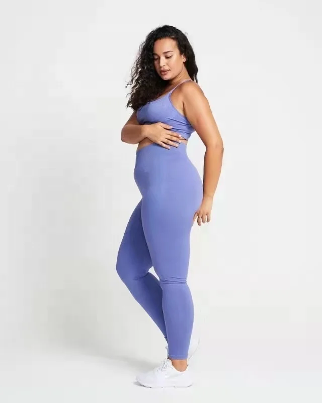 Wholesale Women Custom Logo Seamless High Waisted Yoga Pants Sets