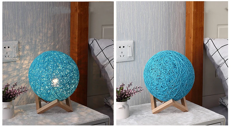 Bedside Sepak  takraw LED night light Nordic table lamp bedroom decoration 110V 240V US plug dimming remote