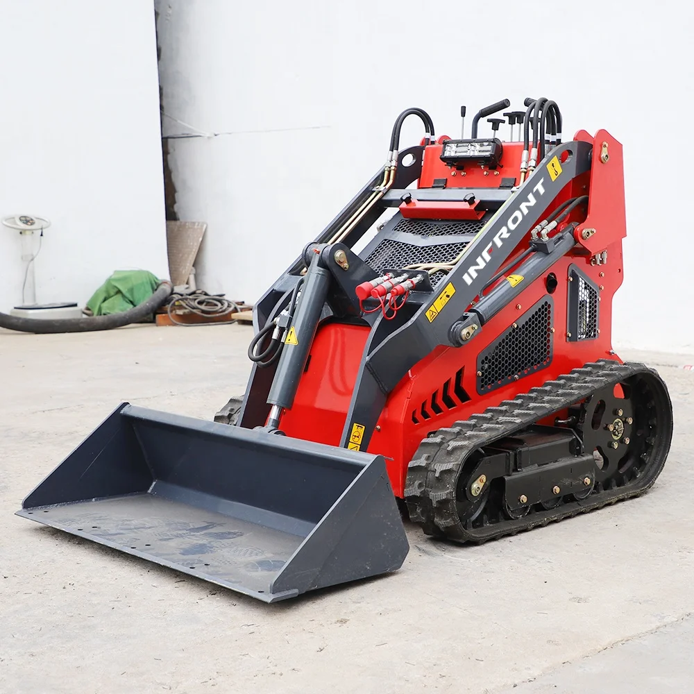 INFRONT Mini Skid Steer Loader Front Loader Track Mini Loader Snow Blower Hammer Blade