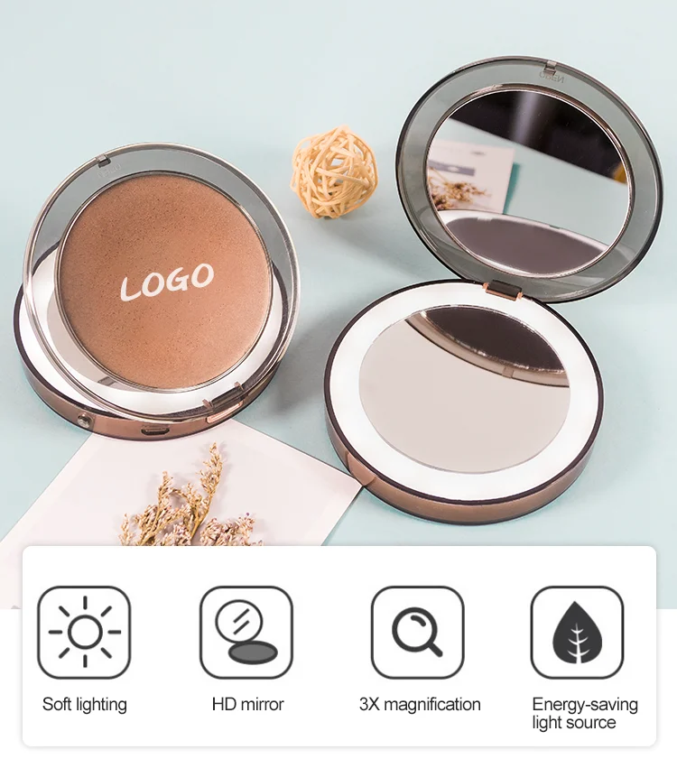 Personalised Foldable 3x Magnifying Blue Round Plastic Fasion Gift Led