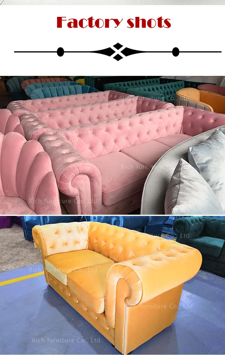 Modern Leisure Blue Velvet Tufted Sofa Set Home Living Room Furniture