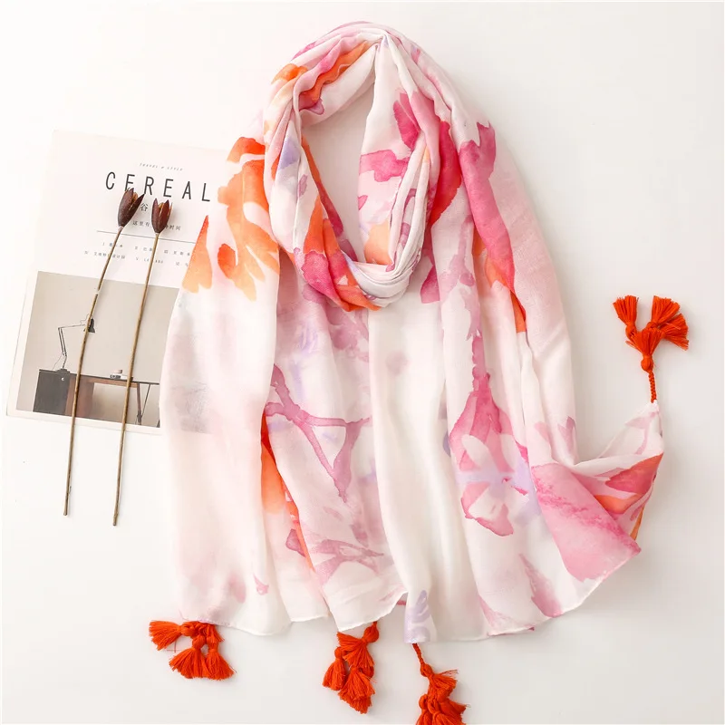 Bufandas De Flores Rosas Para Mujer,Chal Blanco,Nuevo Diseño,Wa220047 - Buy  Pañuelos Chal Blanco,Rosa Bufanda,Para Las Mujeres Product on 