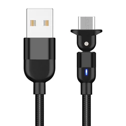 Оптовая продажа вращающийся на 180 градусов Micro USB кабель для передачи данных мобильного телефона USB-кабель быстрой зарядки нейлоновый