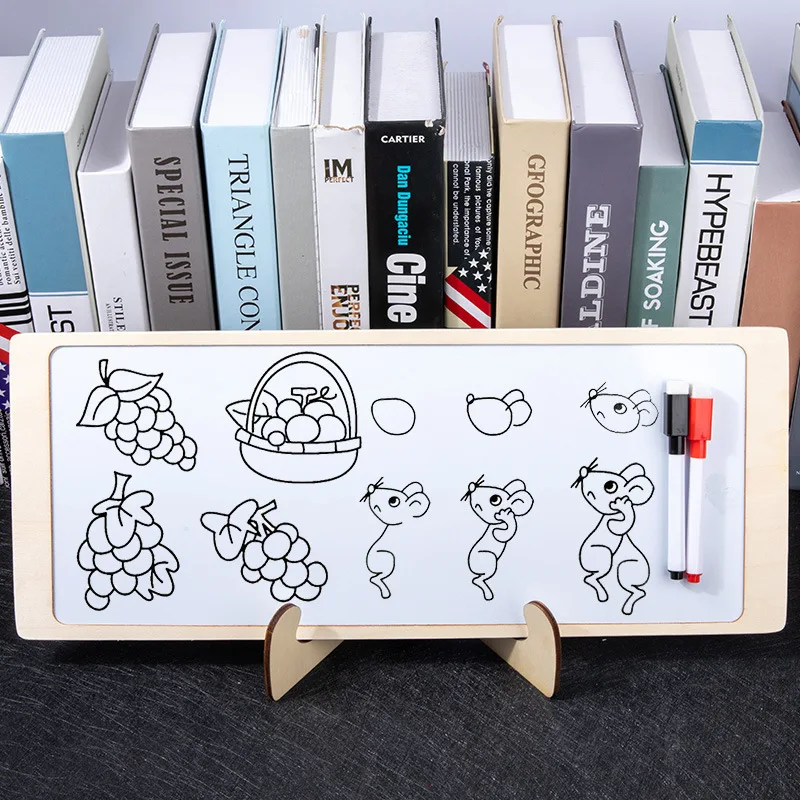 4 in One Multifunctional  Shape Number Game Double Side Whiteboard Wooden Jigsaw Puzzle Board Toys