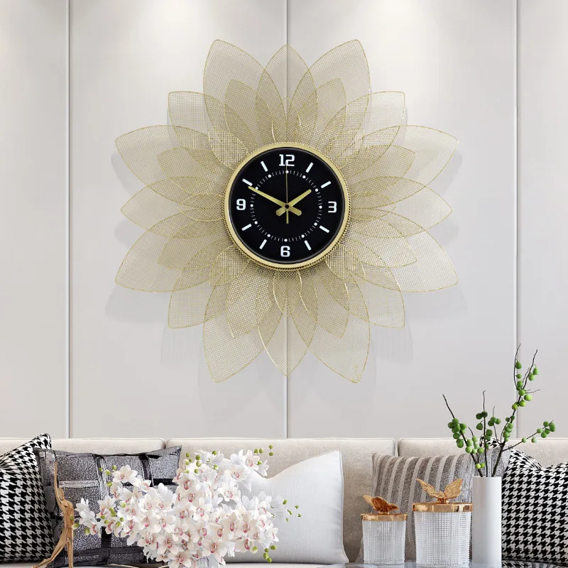 Gold Round Modern Luxury Decoration 3d Wall Art Wall Watch Clock Living