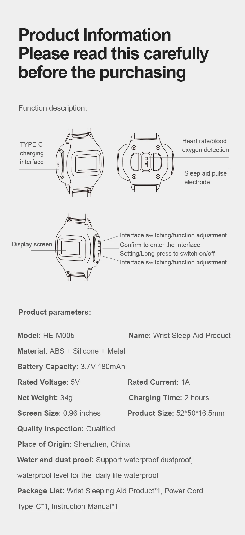 2022 new design sleeping instrument wrist type sleeping aid device product good for sleeping and health