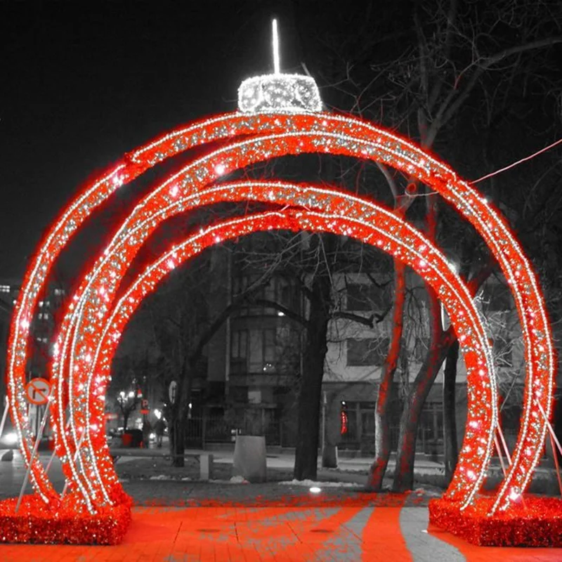 Factory LED 3D Large Love Arch Light Outdoor Decoration Arch Street Motif Star String Light