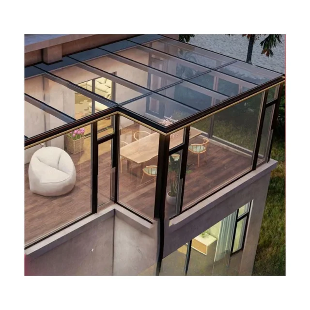 LIANXINFA curved glass roof acrylic sunroom panels Sun Room With Shade Sunroom Glass for house